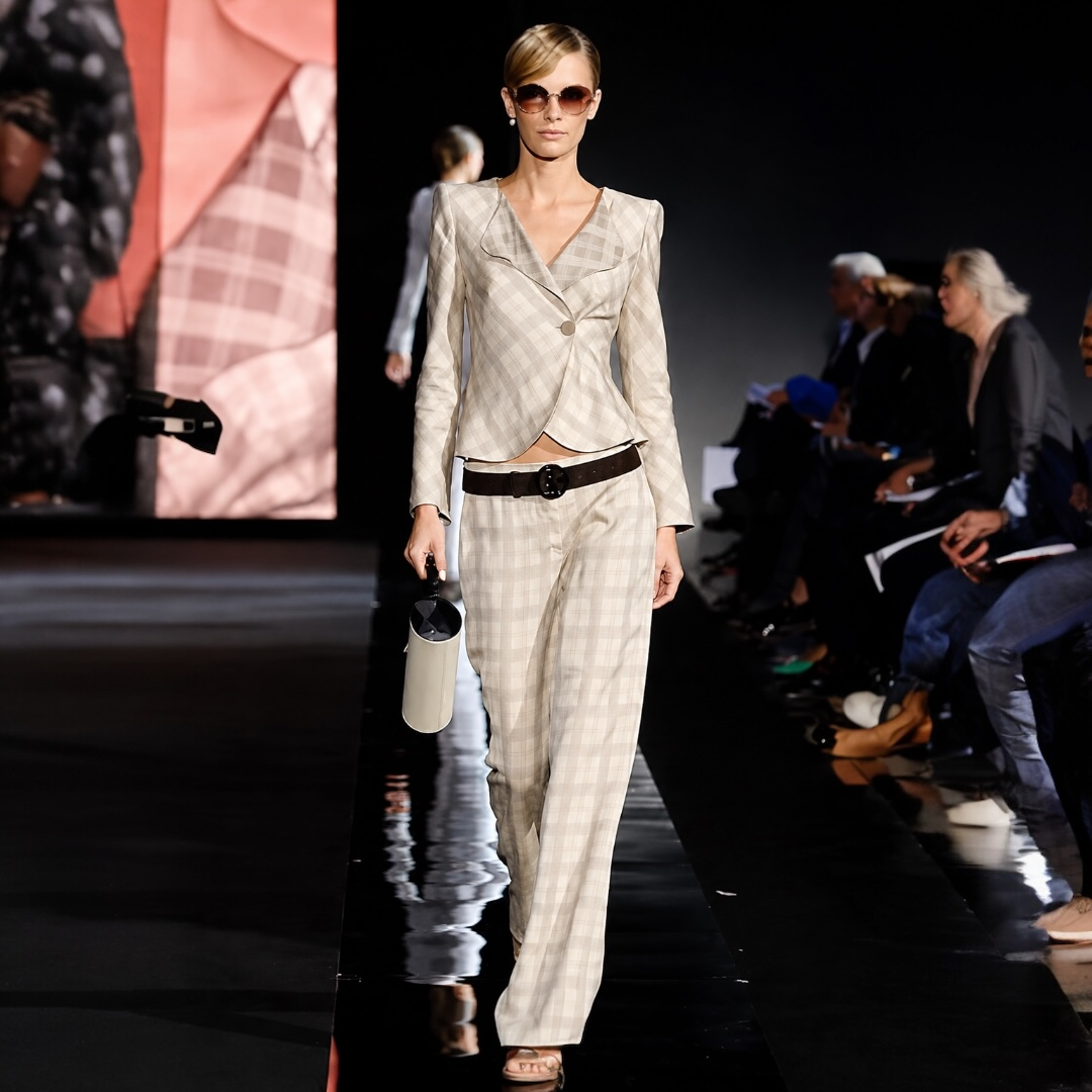 Vintage Armani beige brown 2006 Runway pants suit