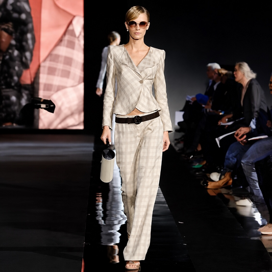 Vintage Armani beige brown 2006 Runway pants suit