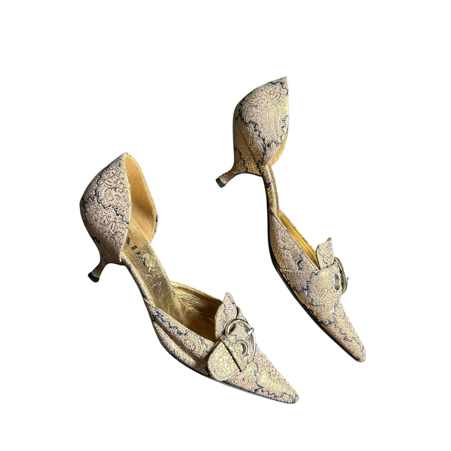 Vintage Prada SS2002 runway kitten jacquard heels / 37
