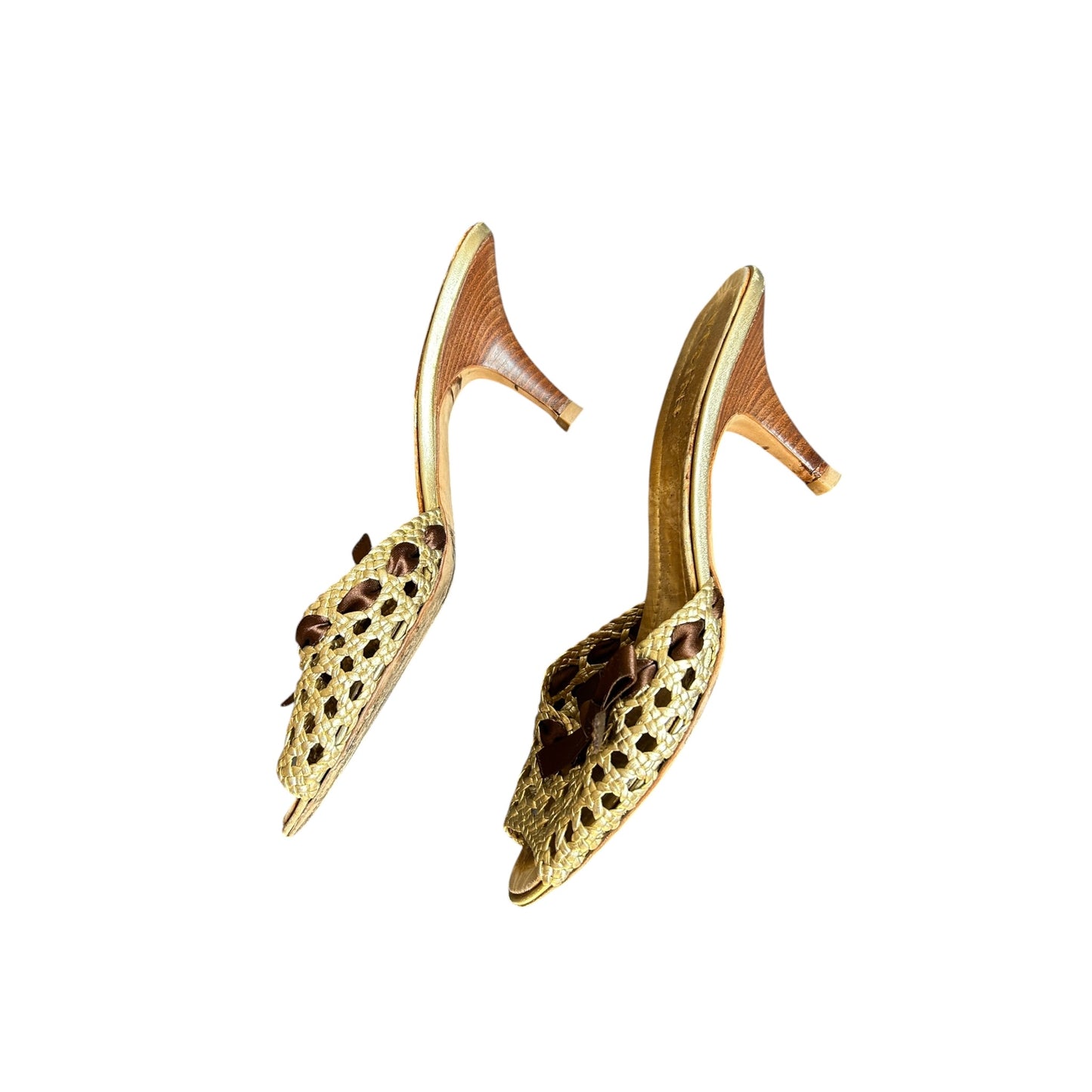 Vintage Vicini by Zanotti bronze bow tie mules / 38.5