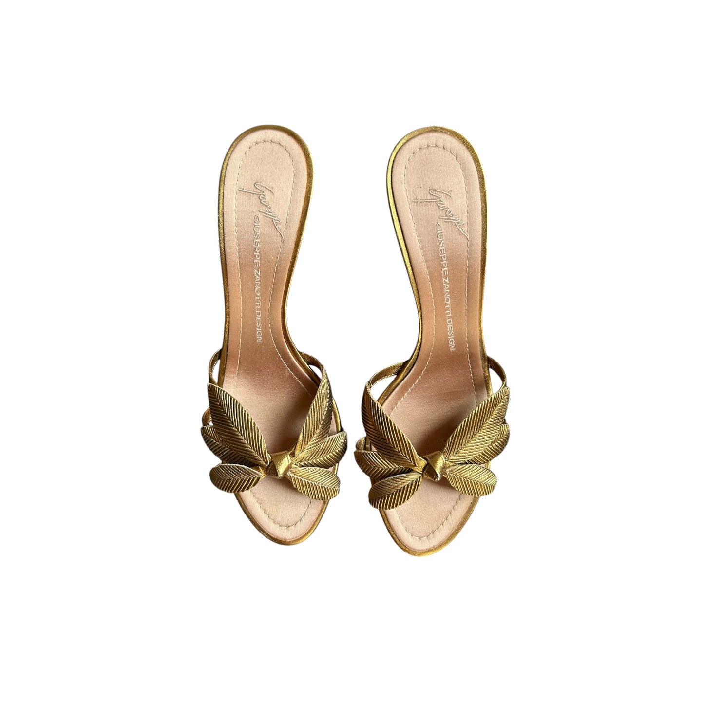 Vintage Giuseppe Zanotti bronze metallic leaf mule heels / 40