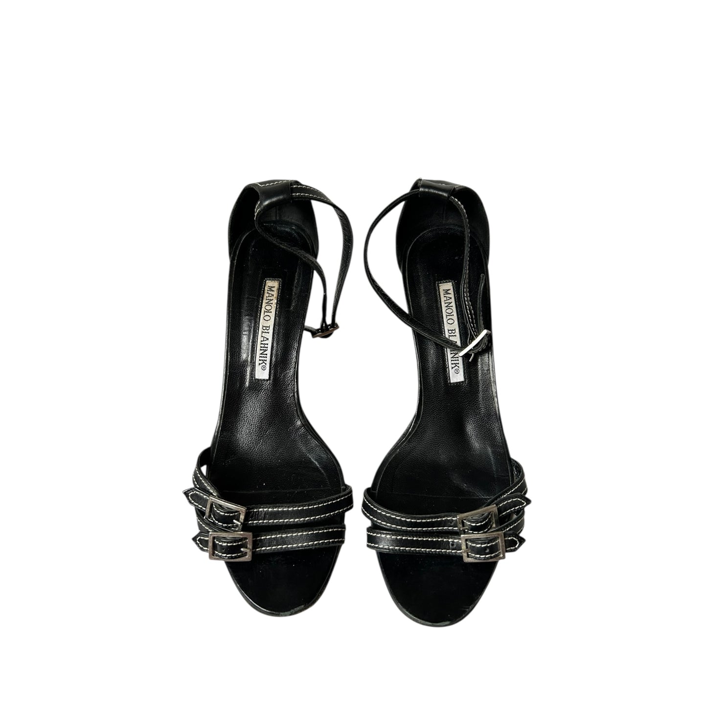 Vintage Manolo Blahnik double strap buckle heels / 37.5