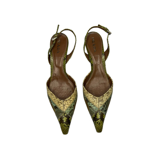 Vintage Prada multicolored python skin slingback heels / 37