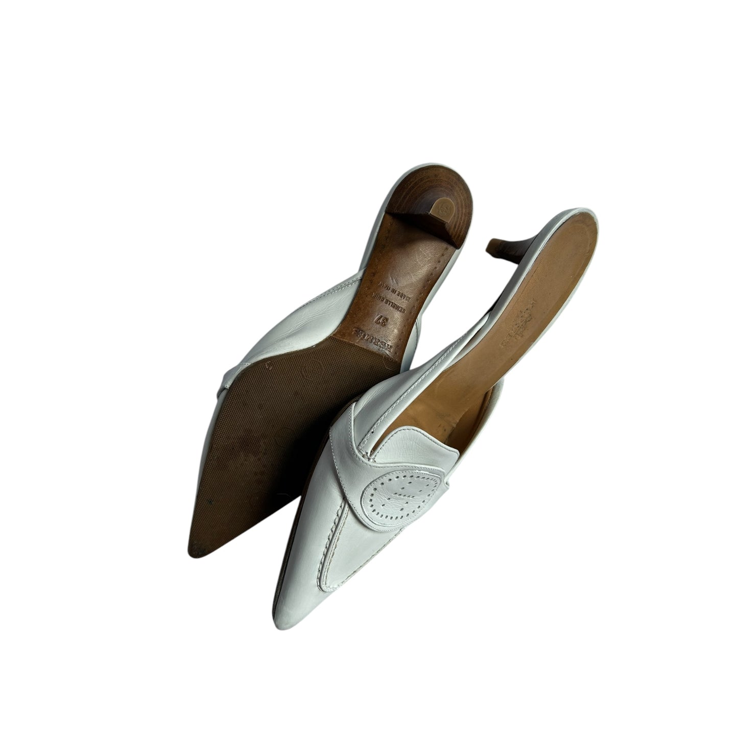 Vintage Hèrmes white mules / 37.5