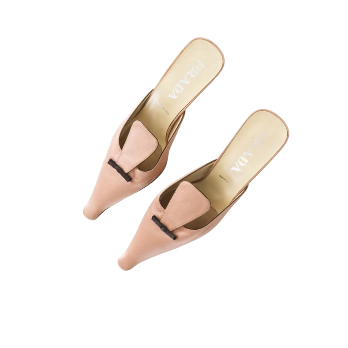 Vintage Prada satin pink bow mules / 37