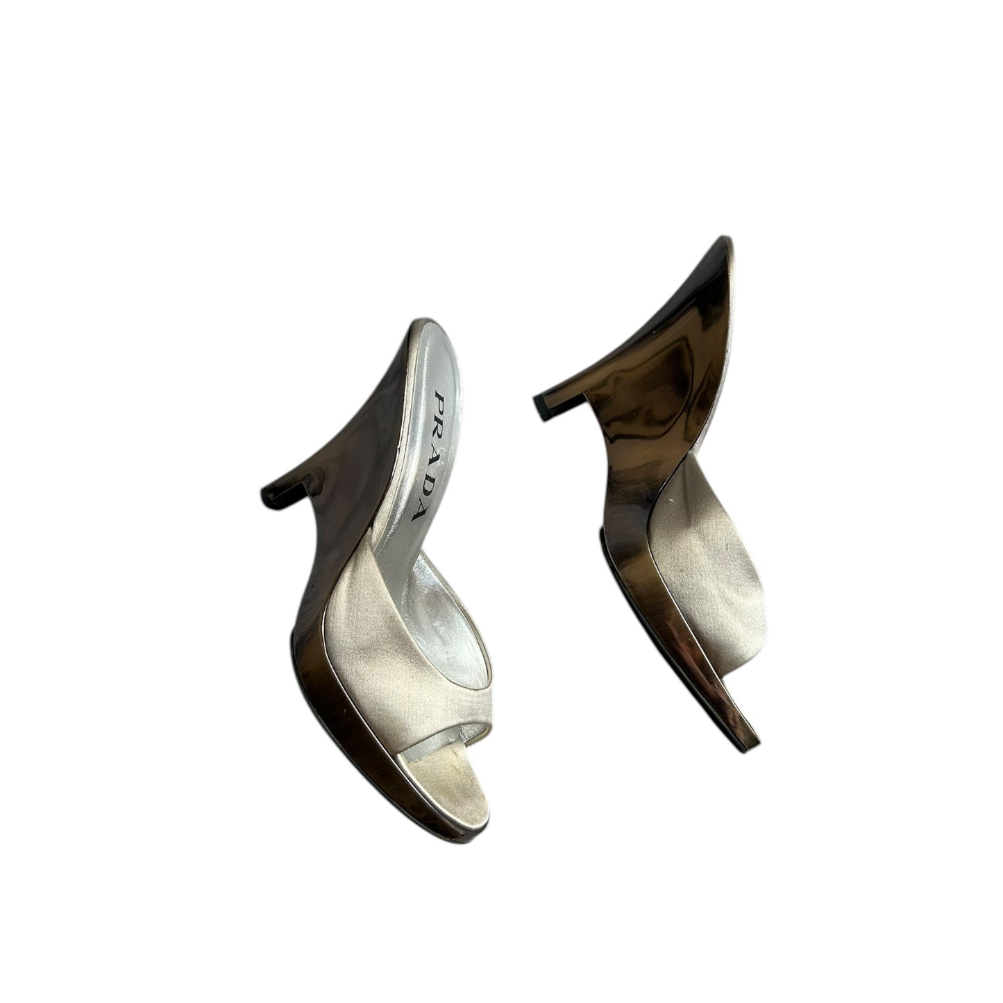 Vintage Prada SS1998 Plexiglass Runway metallic silver wedges / 35