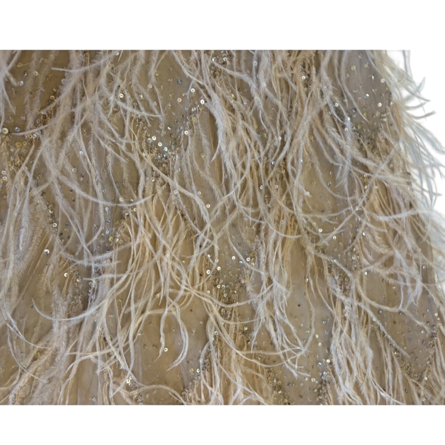 Vintage rare Oscar De La Renta Runway SS 2003 Sequin Feathered Gown