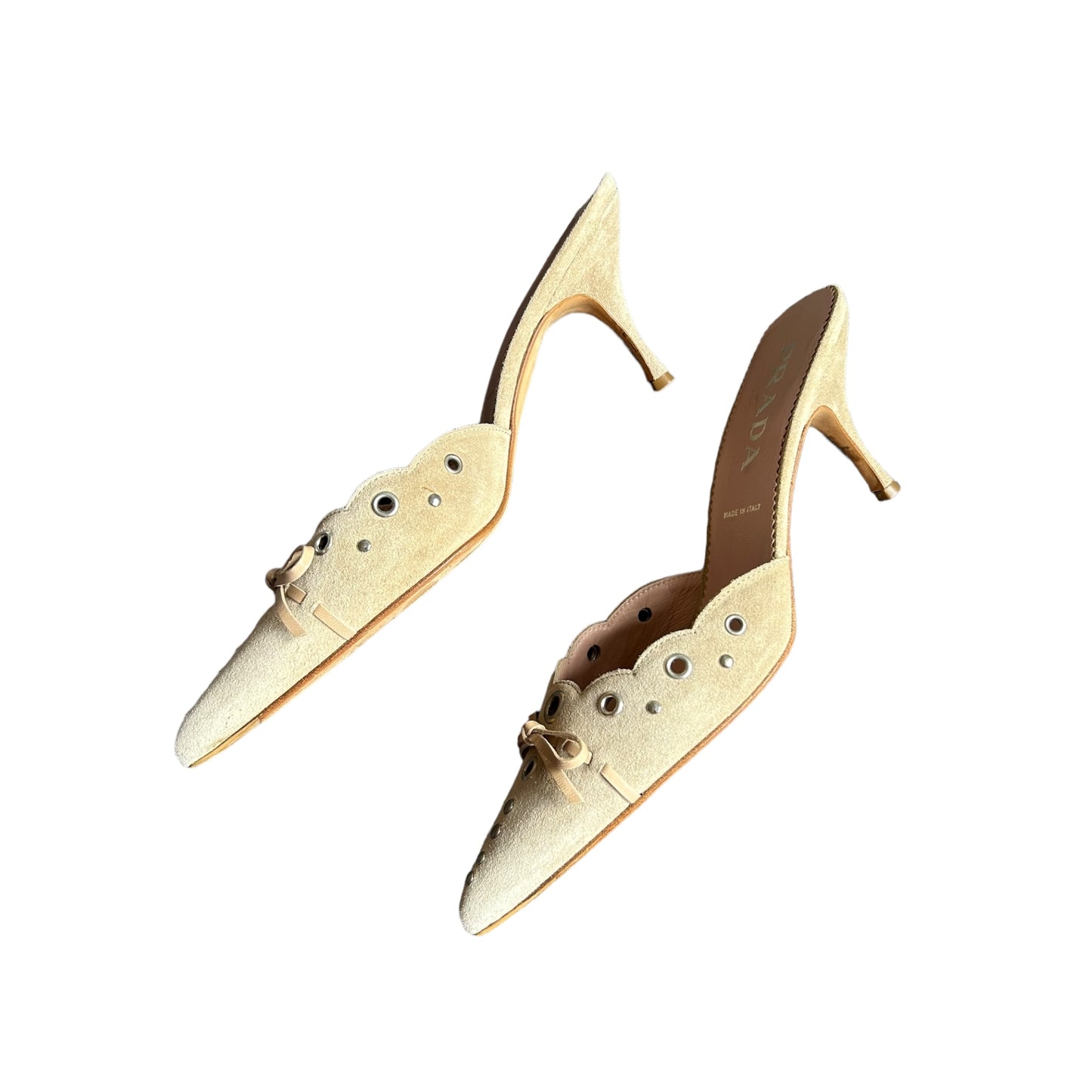 Vintage Prada suede beige mules