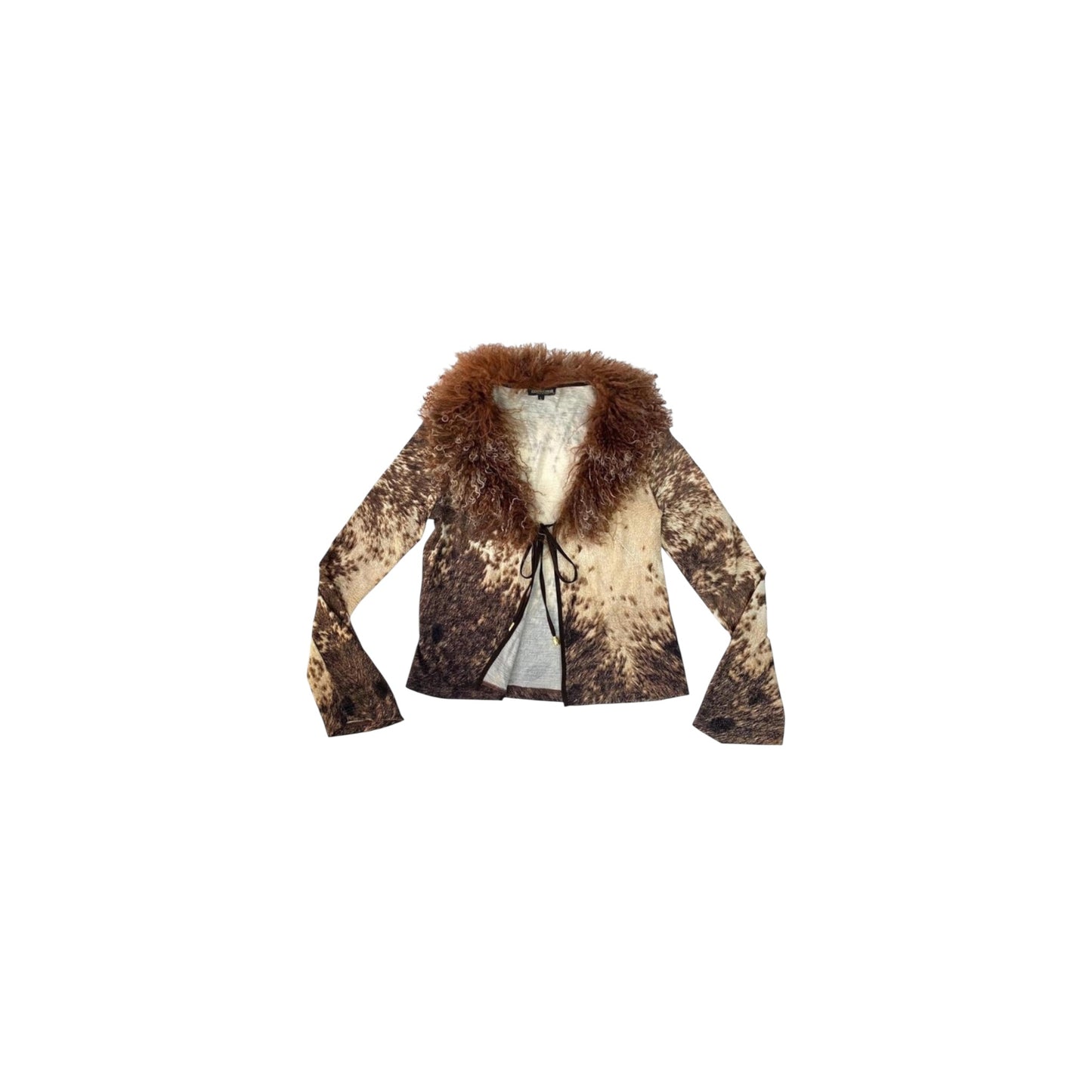Vintage rare 1999 Roberto Cavalli Horse Print and Fur Runway Cardigan
