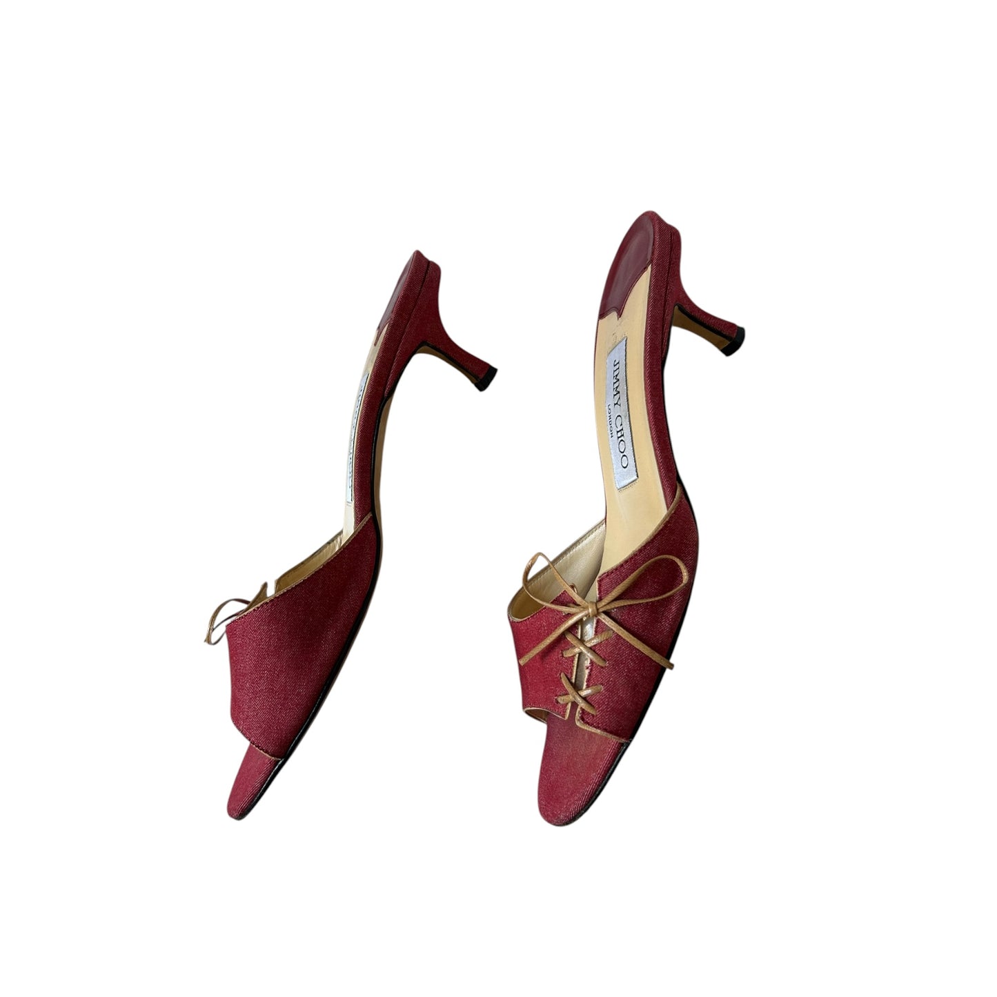 Vintage Jimmy Choo canvas fuchsia mule heels / 37