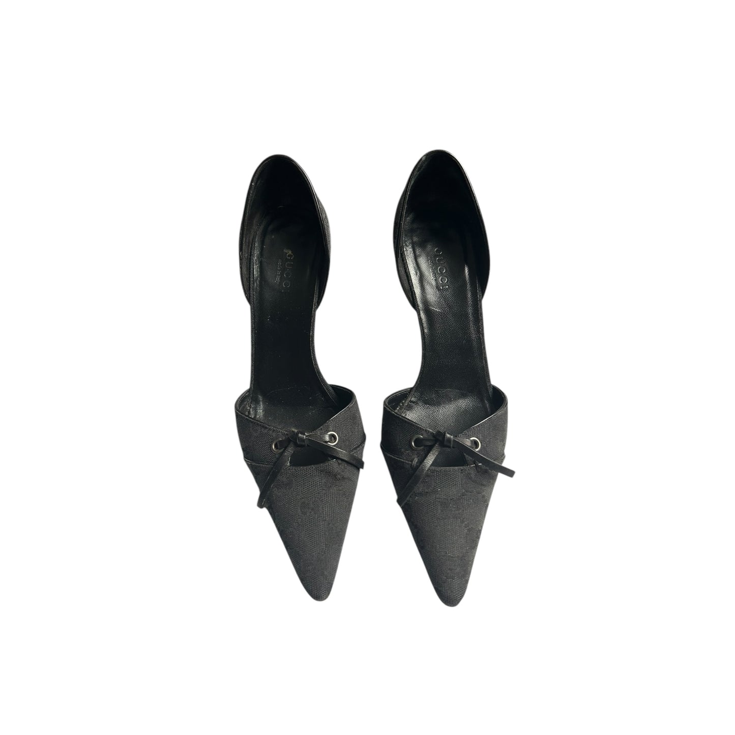 Vintage Gucci by Tom Ford black monogram cloth heels / IT 37.5