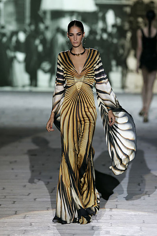 Vintage 2007 S/S ROBERTO CAVALLI SILK
BUTTERFLY GOWN LOOK #44