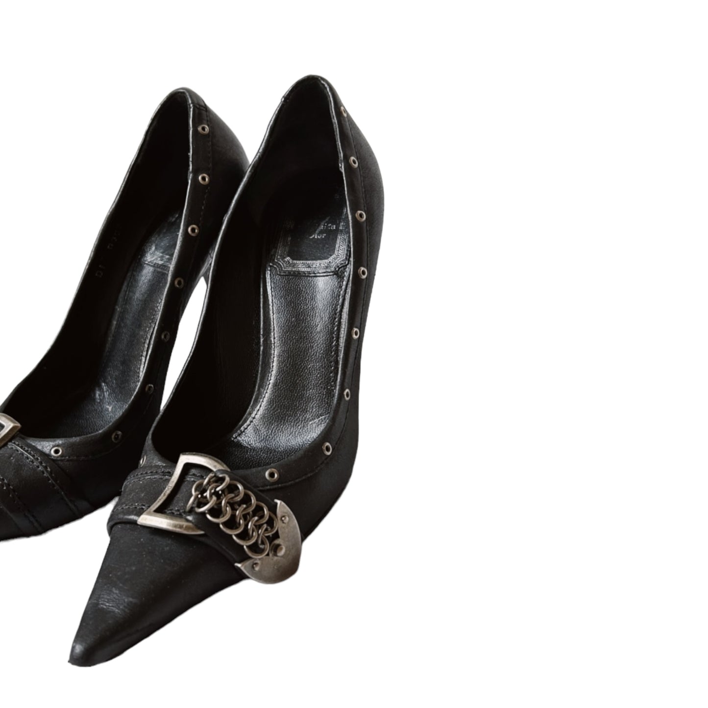 Vintage Dior black leather pumps / heels