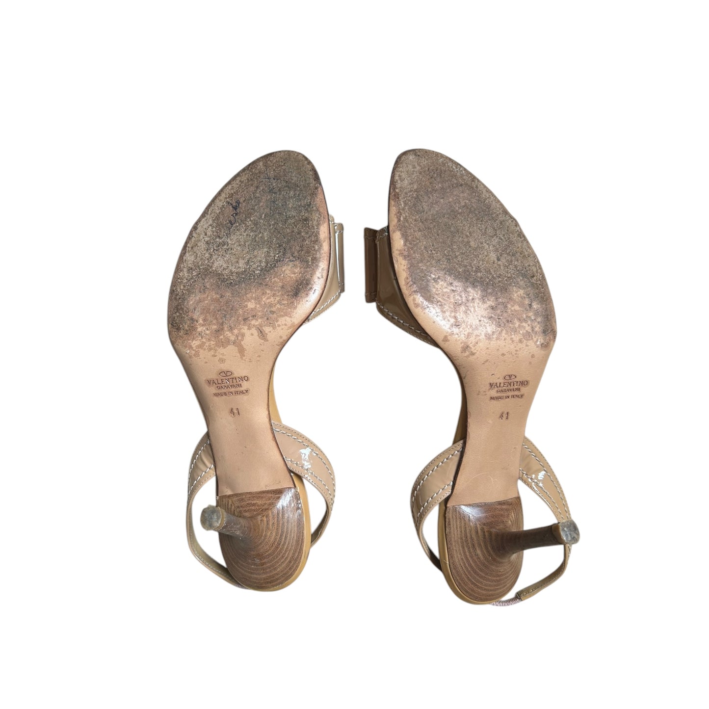 Vintage Valentino nude bow tie slingback heels / 41