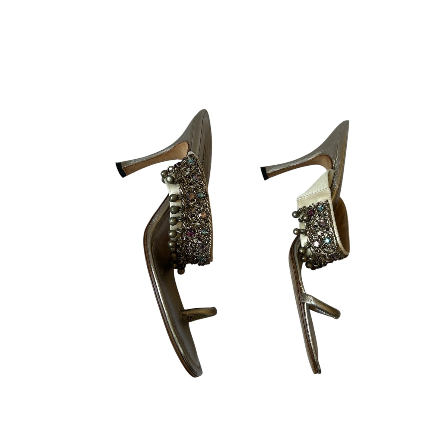 Vintage Manolo Blahnik metallic embellished sandal / 37