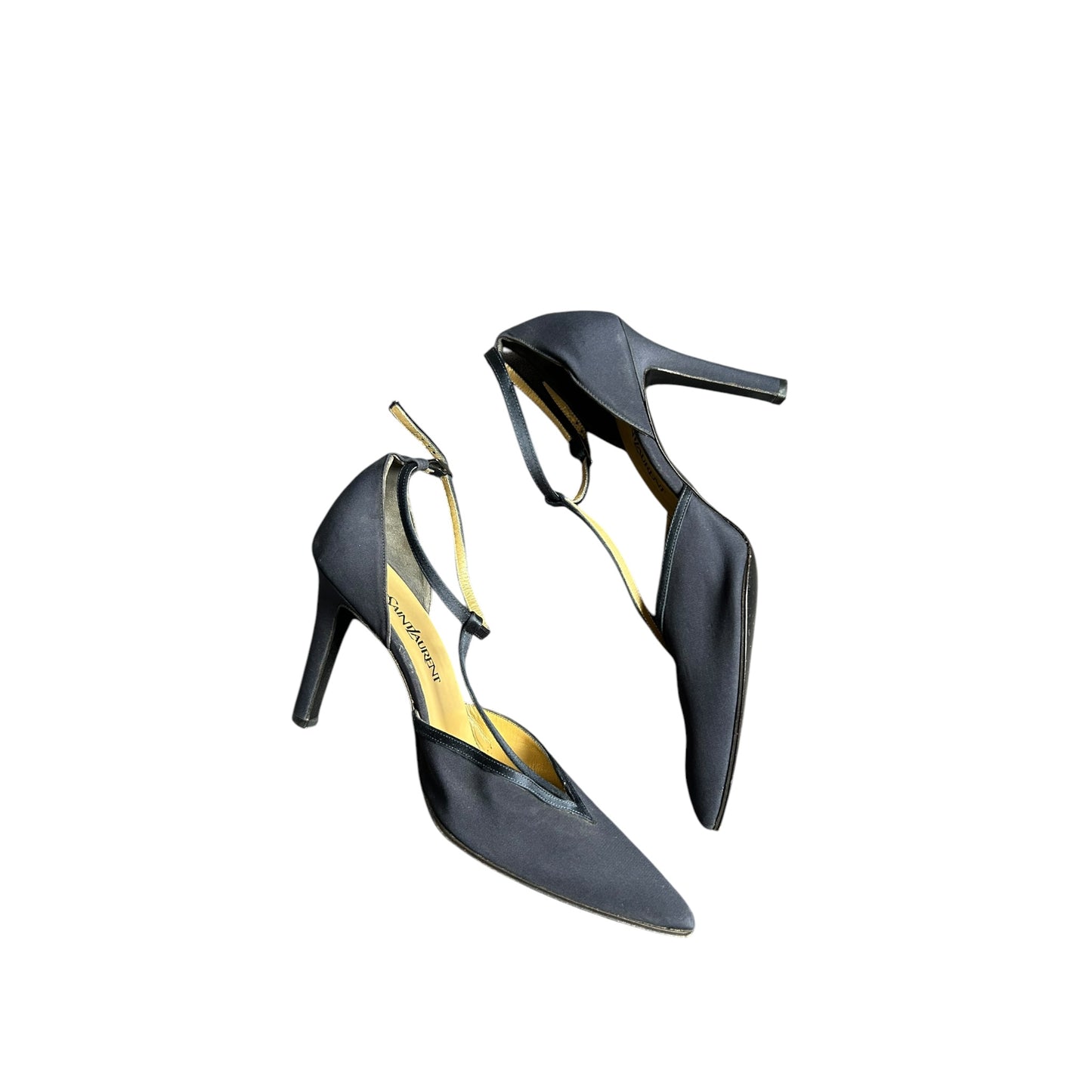 Vintage Yves Saint Laurent navy T strap heels / 38 / US 8