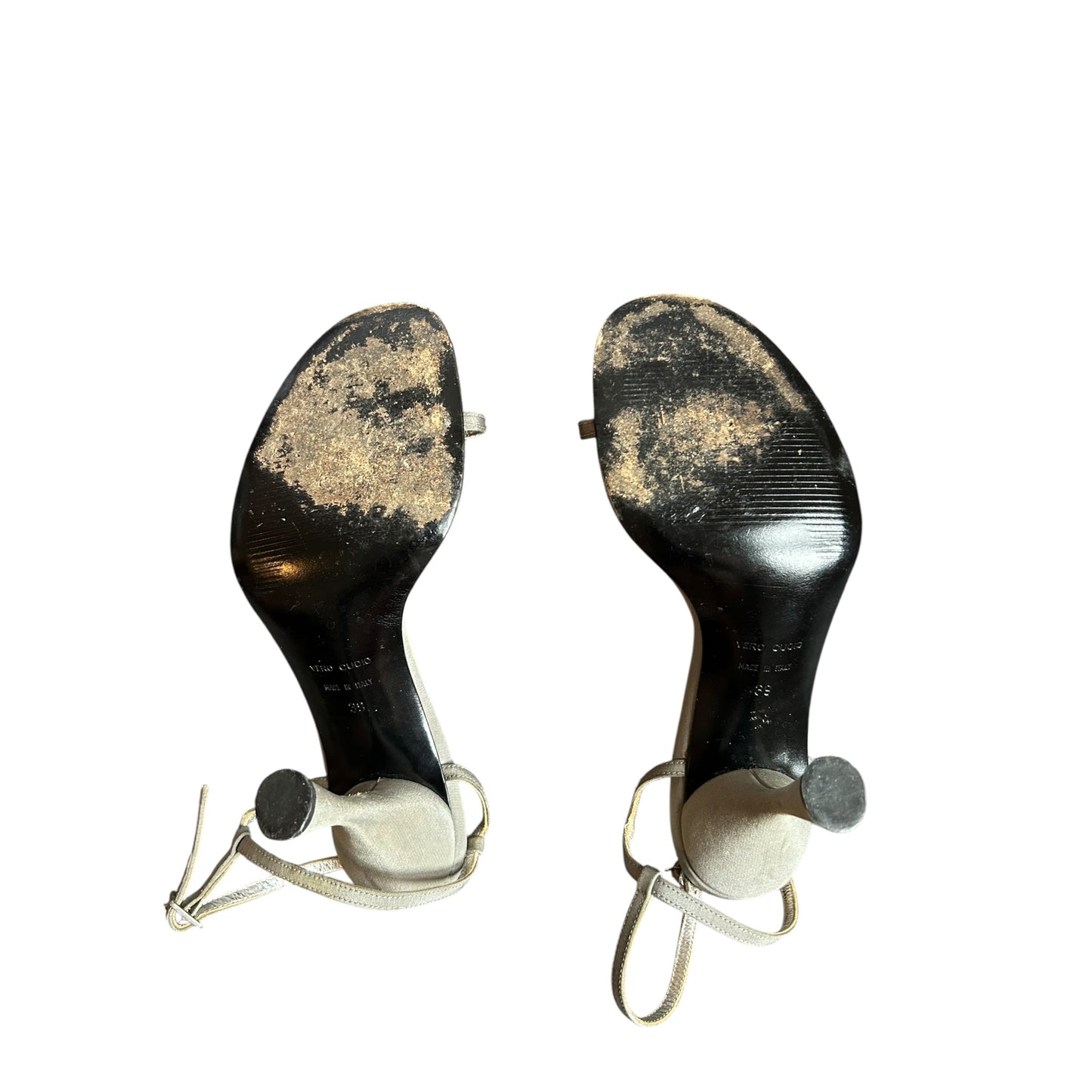 Vintage Dolce&Gabbana silver flower appliqué sandal heels / 39