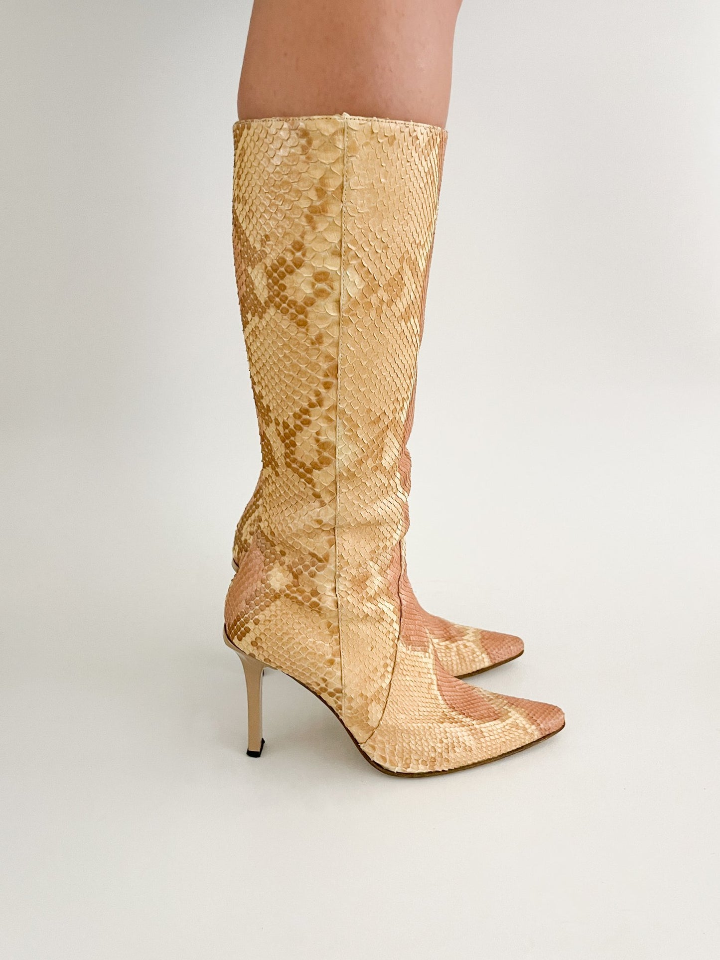 Vintage Casadei snake skin knee high boots as seen on Sex and the city