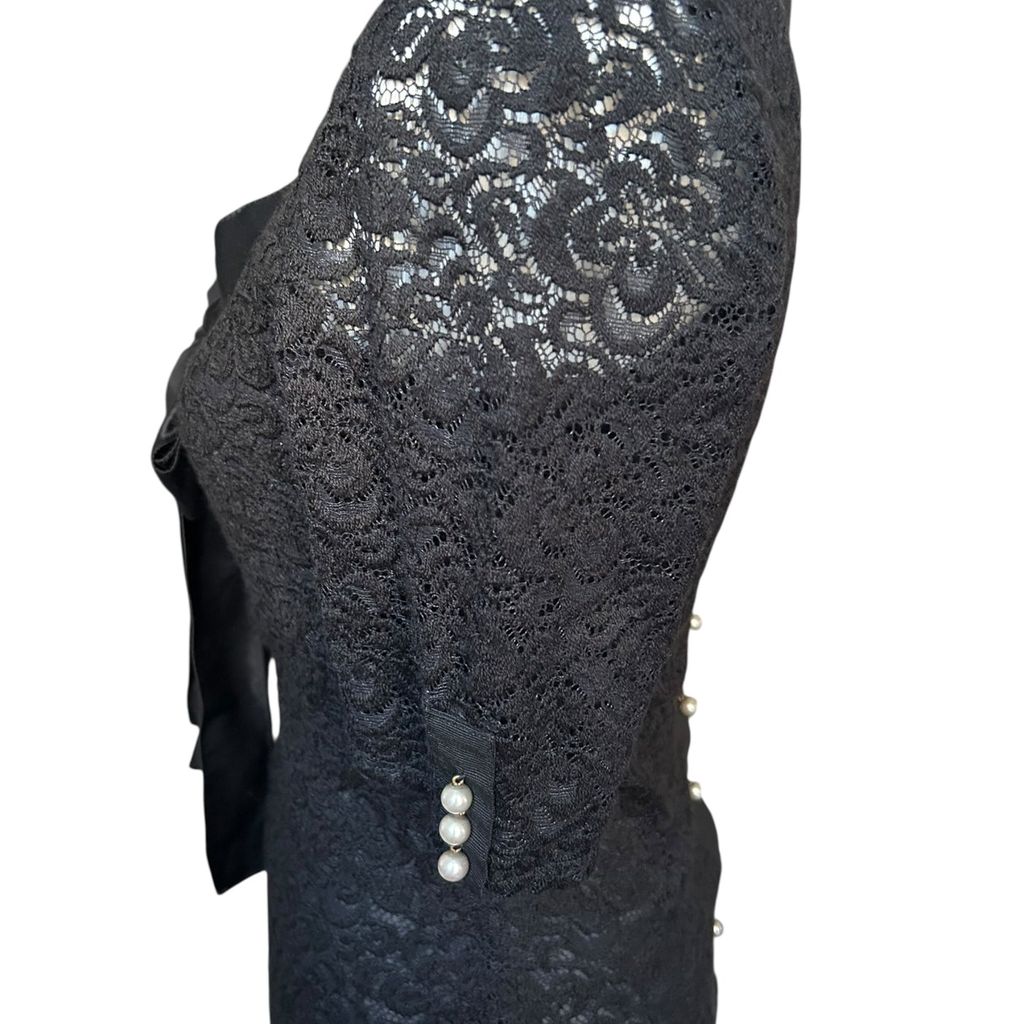 Vintage Dolce&Gabbana black lace midi pearl dress