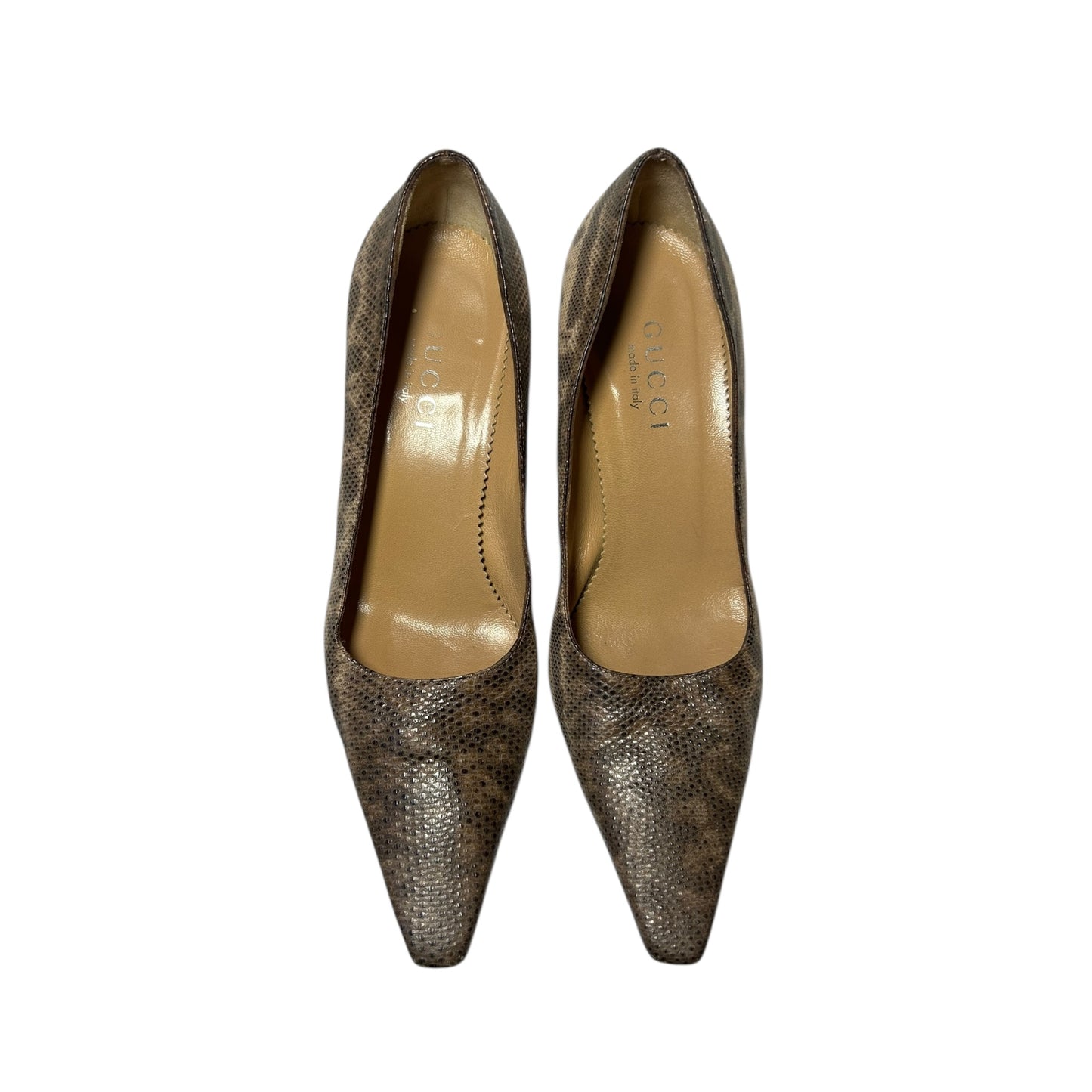 Vintage Gucci by Tom Ford lizard brown tan pump heels / 36.5