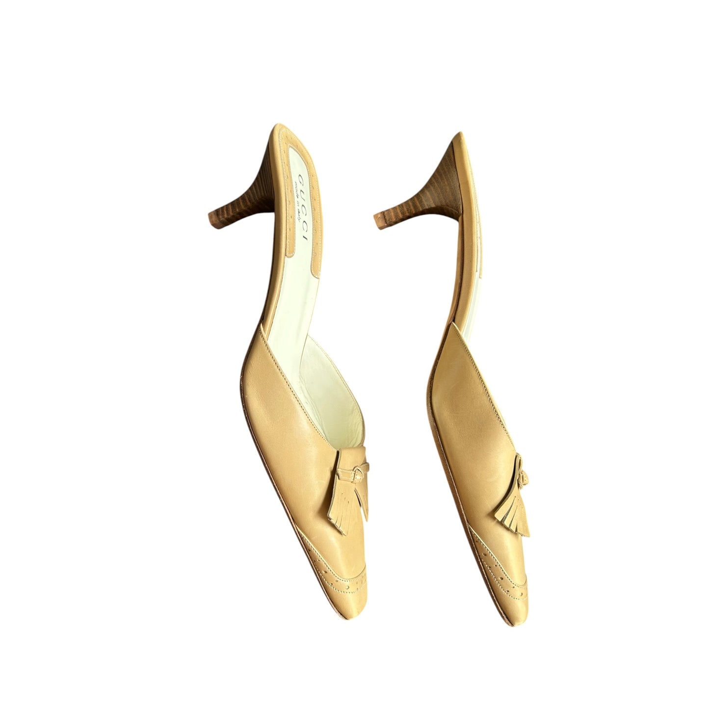 Vintage Gucci by Tom Ford tan mule heels / 40