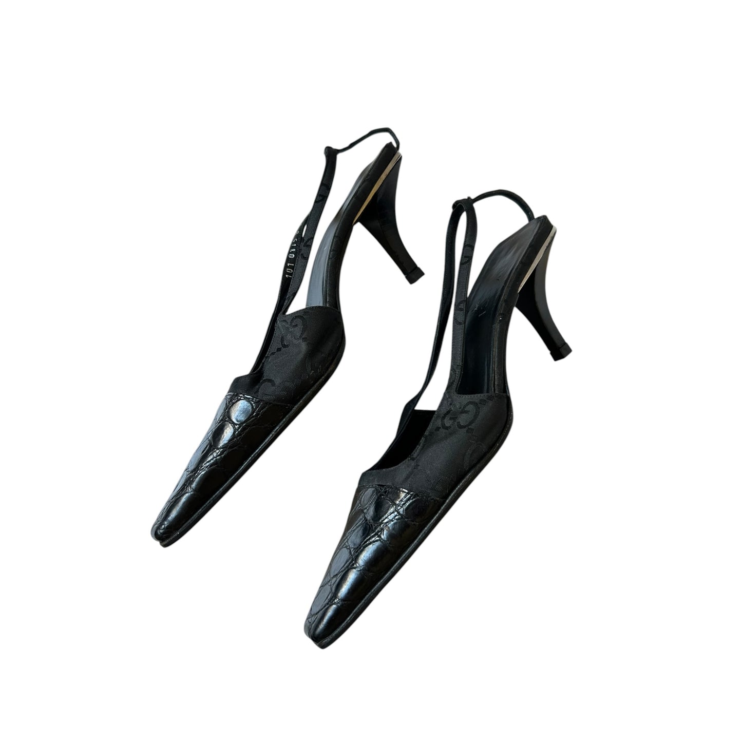 Vintage Gucci croc monogram GG FW 1997 runway heels / 36.5