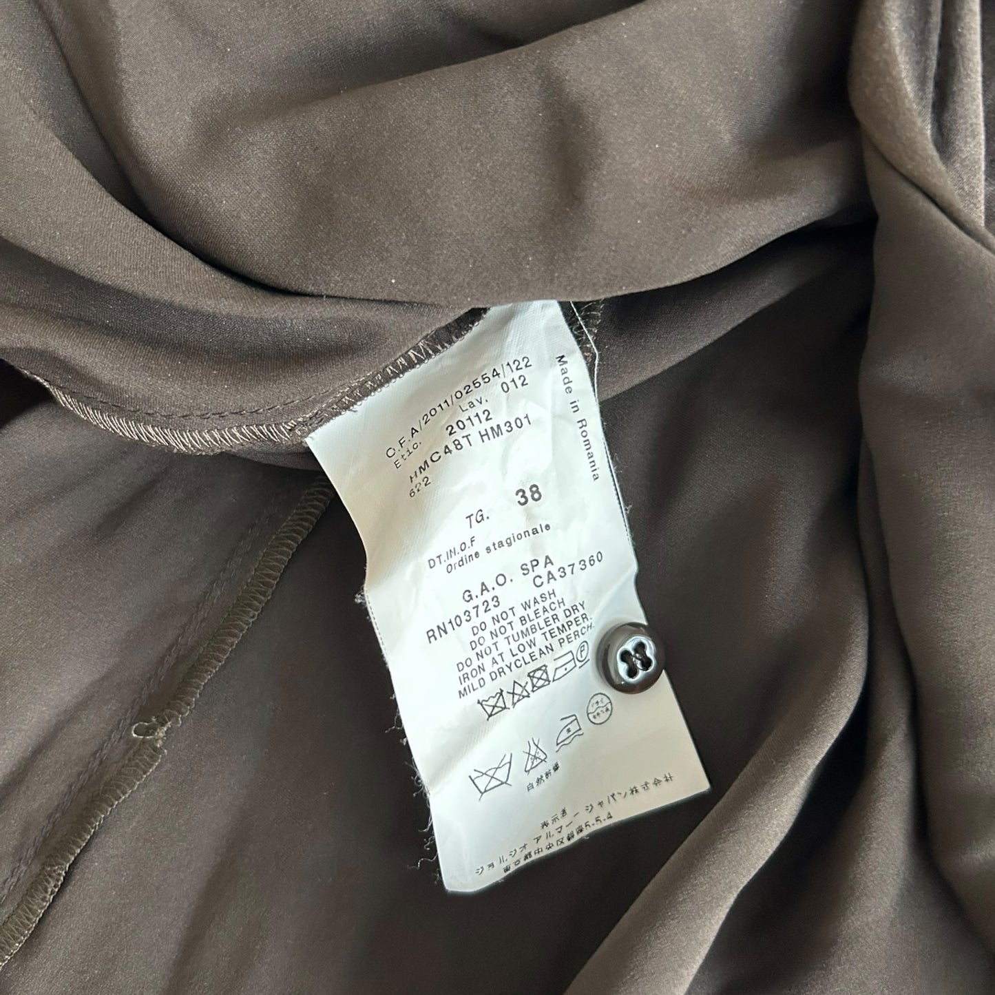 Vintage Armani silk blend brown shirt / M