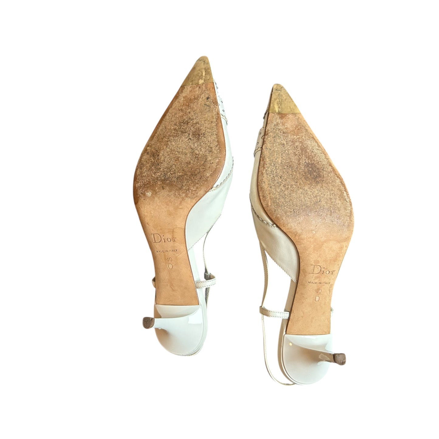 Vintage Dior by John Galliano white leather sling back heels/ 40