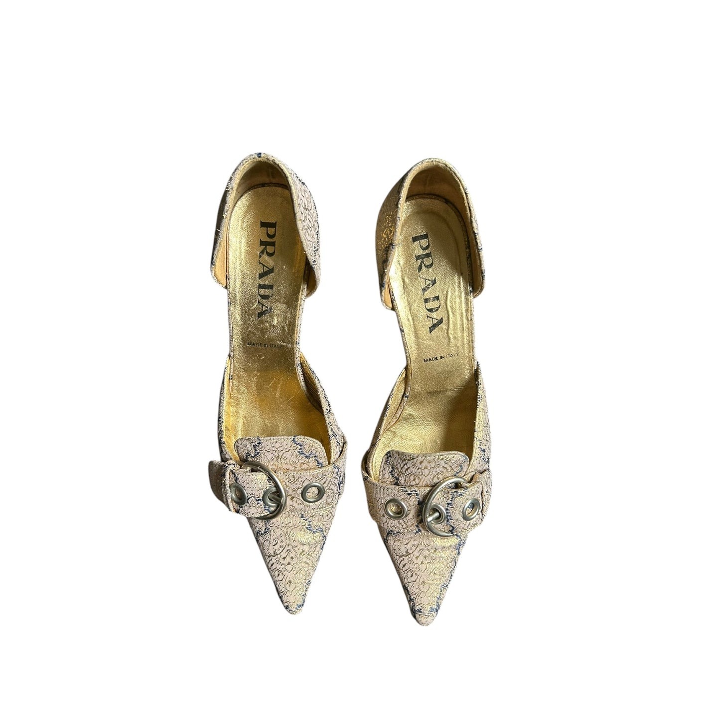 Vintage Prada SS2002 runway kitten jacquard heels / 37