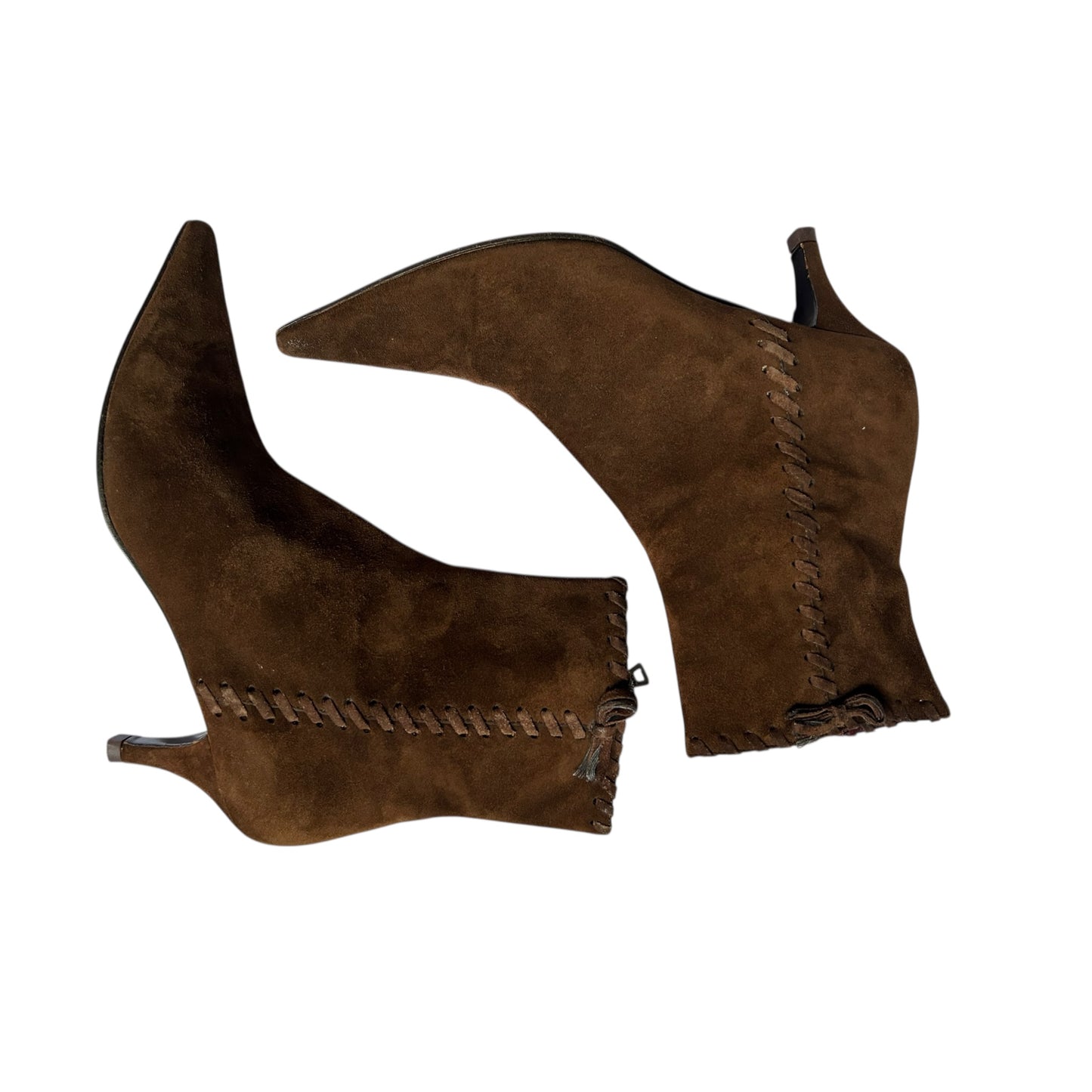 Vintage Prada brown suede bow tie ankle boots / 36