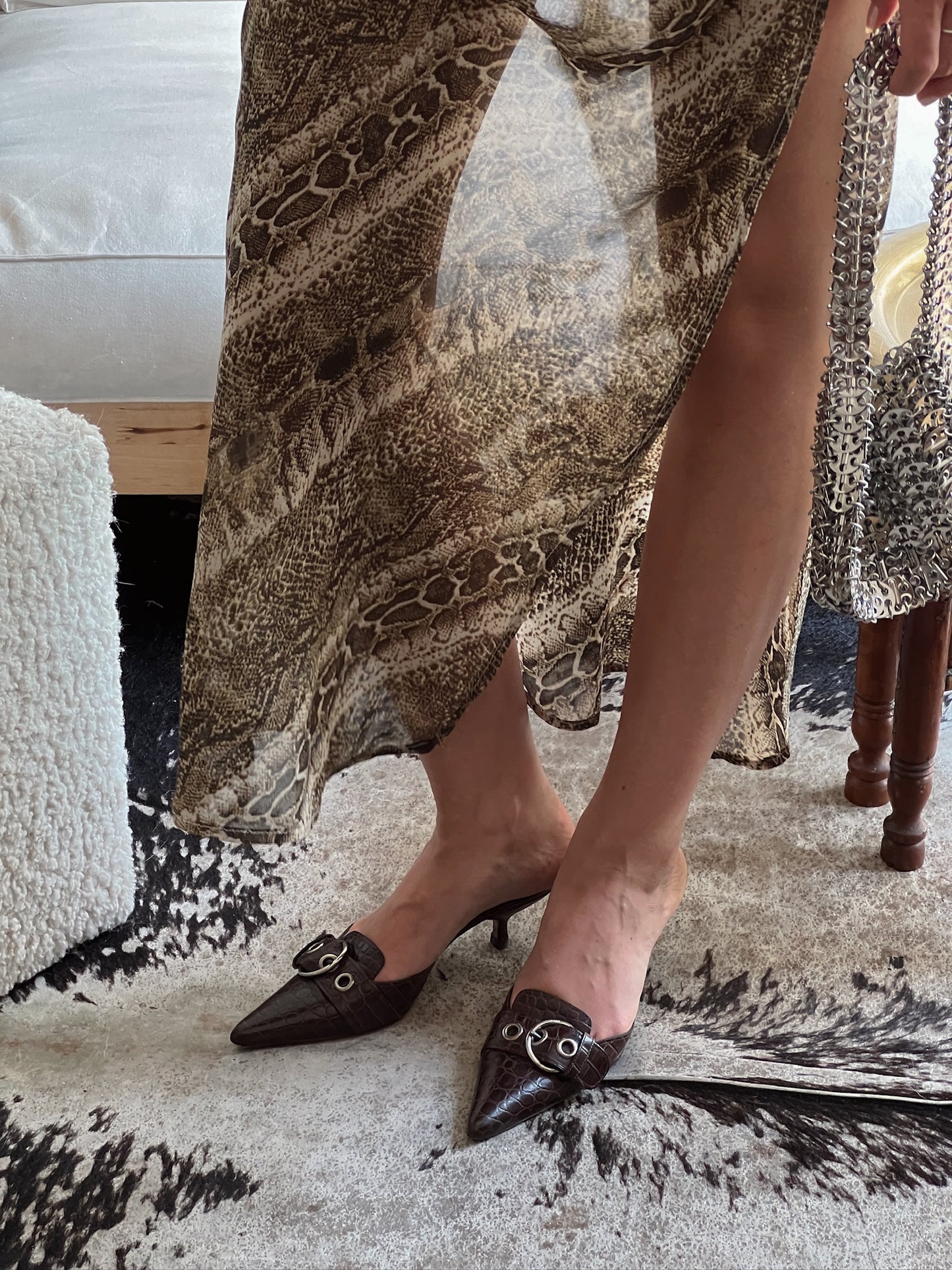 Vintage Prada croc brown mules / 38.5