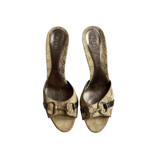 Vintage Gucci by Tom Ford monogram horse-bit mule heels / 41