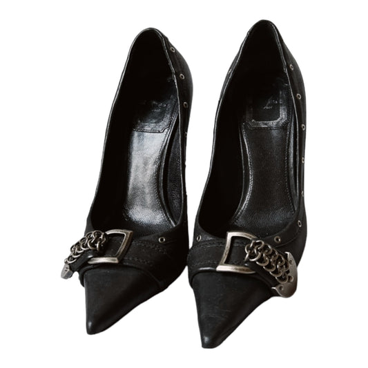 Vintage Dior black leather pumps / heels