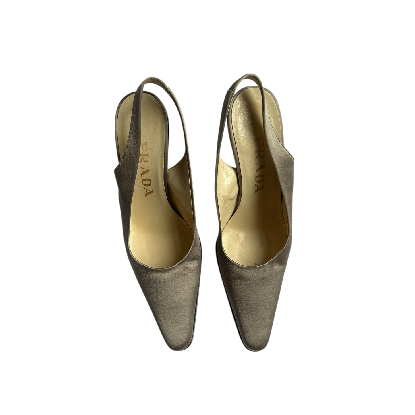 Vintage Prada satin gray sling back heels / 36.5