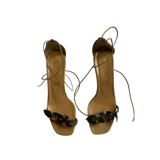Vintage Rene Caovilla floral leaf wrap around croc heels / 36