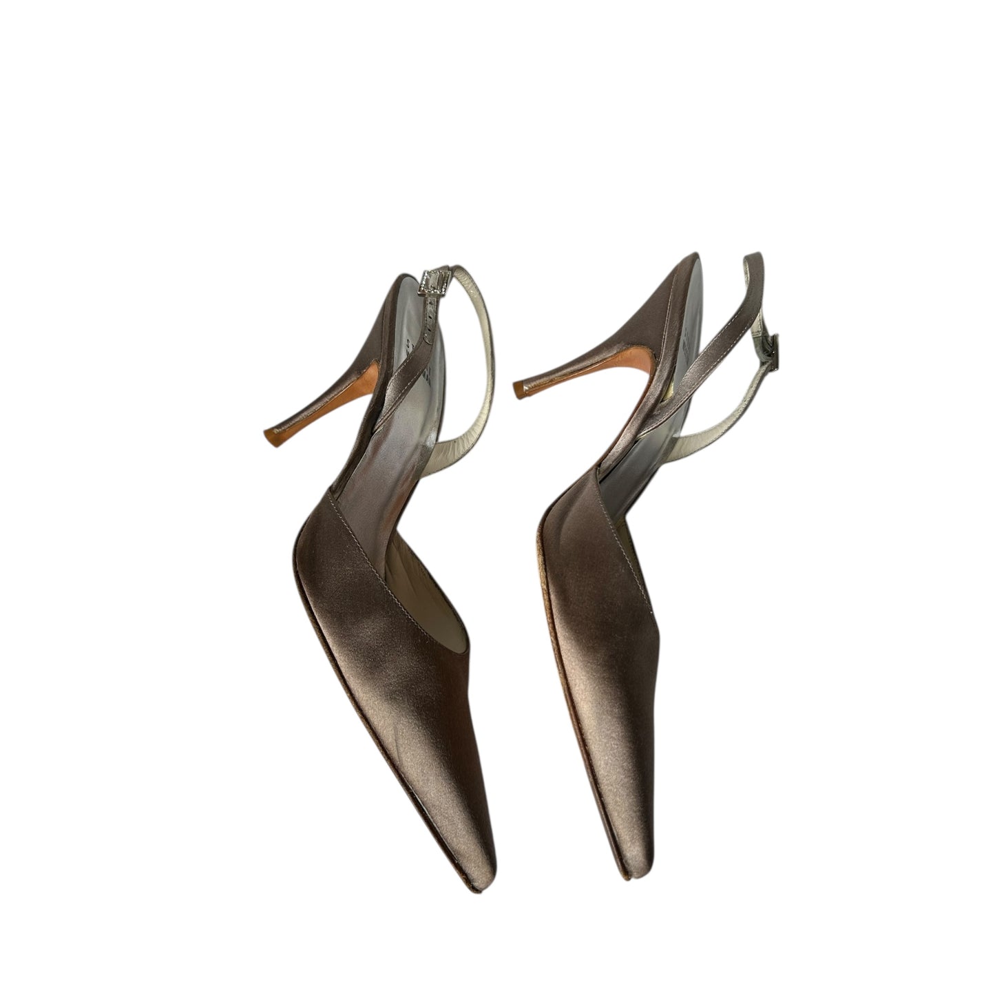 Vintage Stuart Weitzmann satin gray slingback heels/ 39