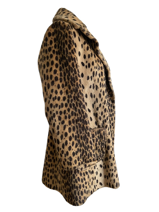 Vintage Leopard Print Faux Fur Coat – Women’s Animal Print Winter Jacket