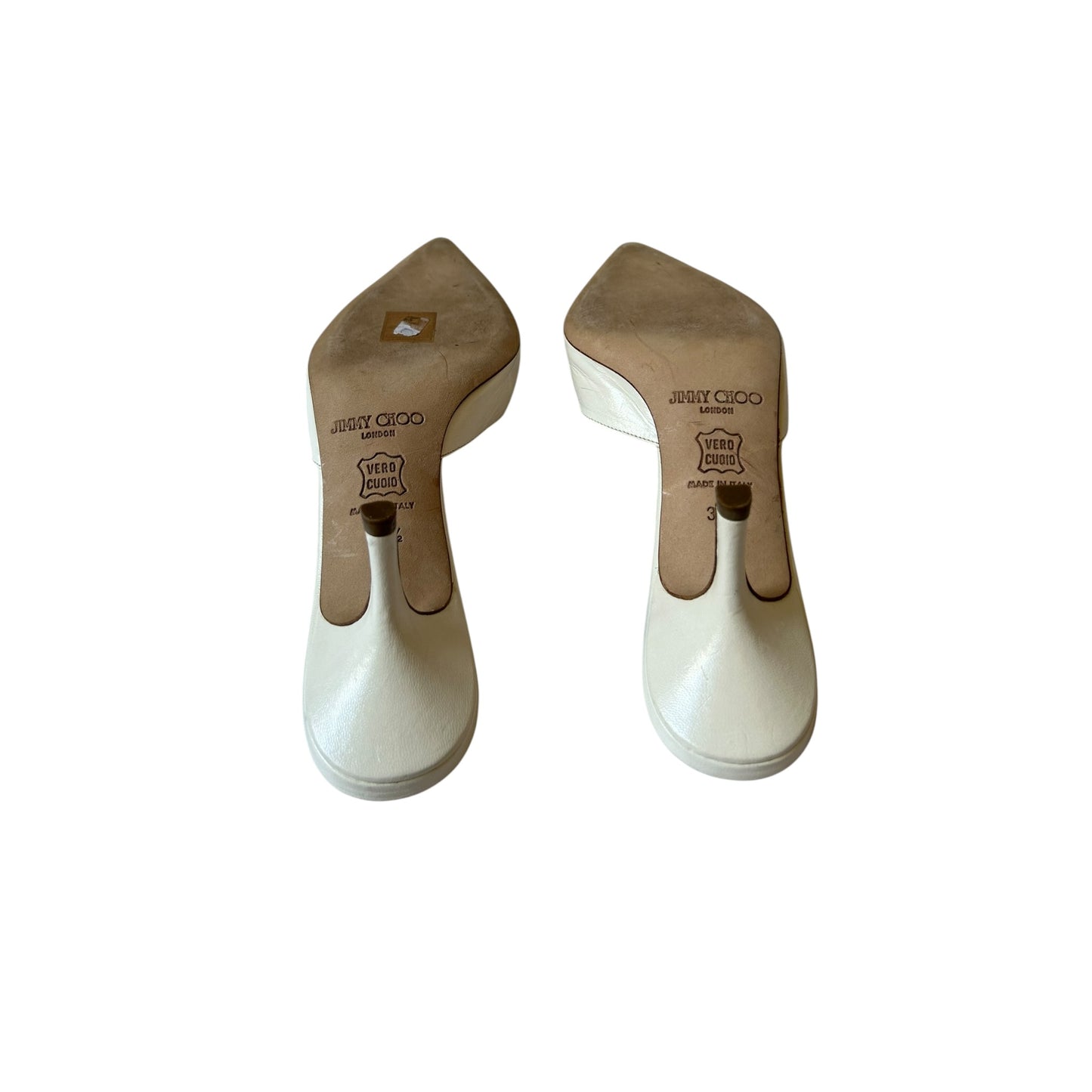 Vintage Jimmy Choo white leather mule heels / 36.5