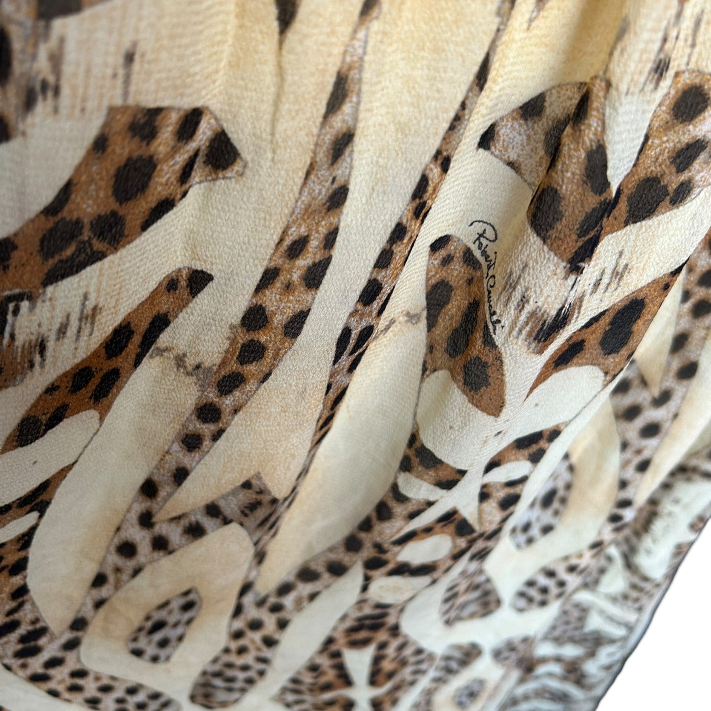 Roberto Cavalli Silk Halter Dress – Backless Animal Print Cut-Out Dress