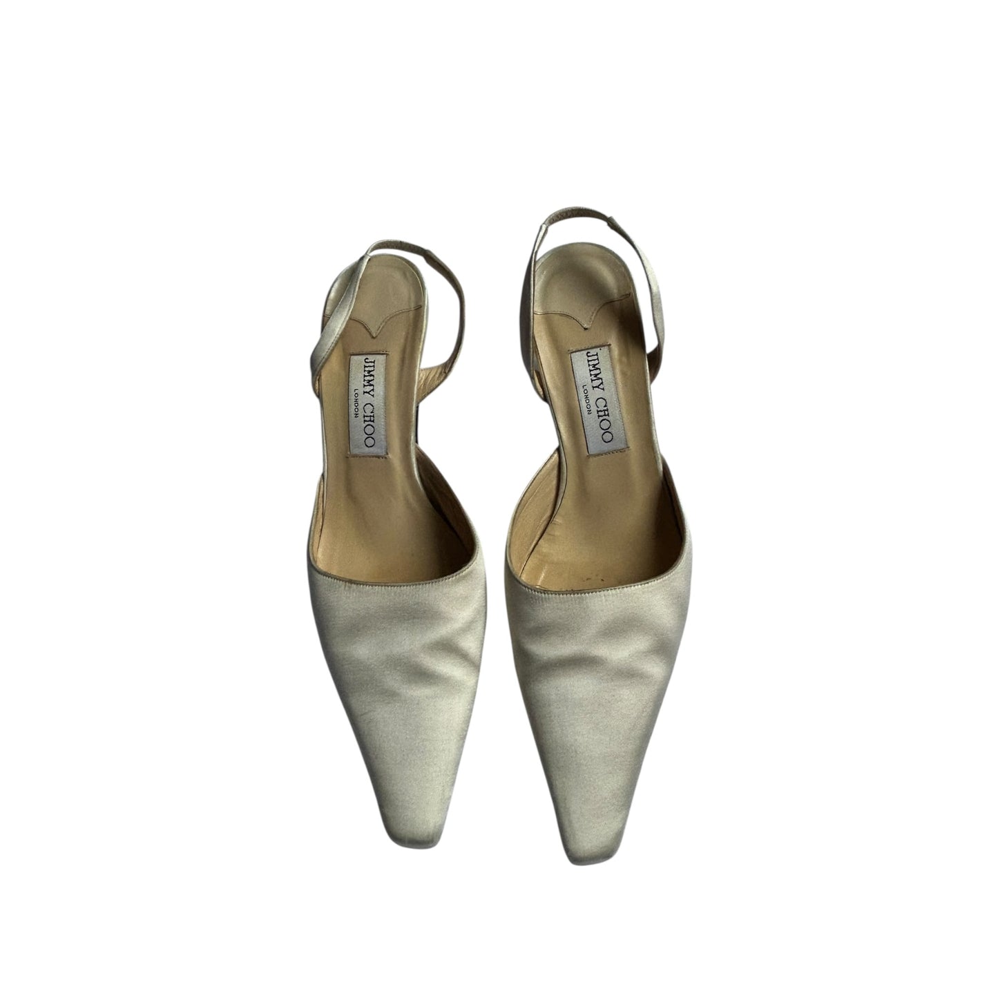 Vintage Jimmy Choo satin pearl sling back heels / 40
