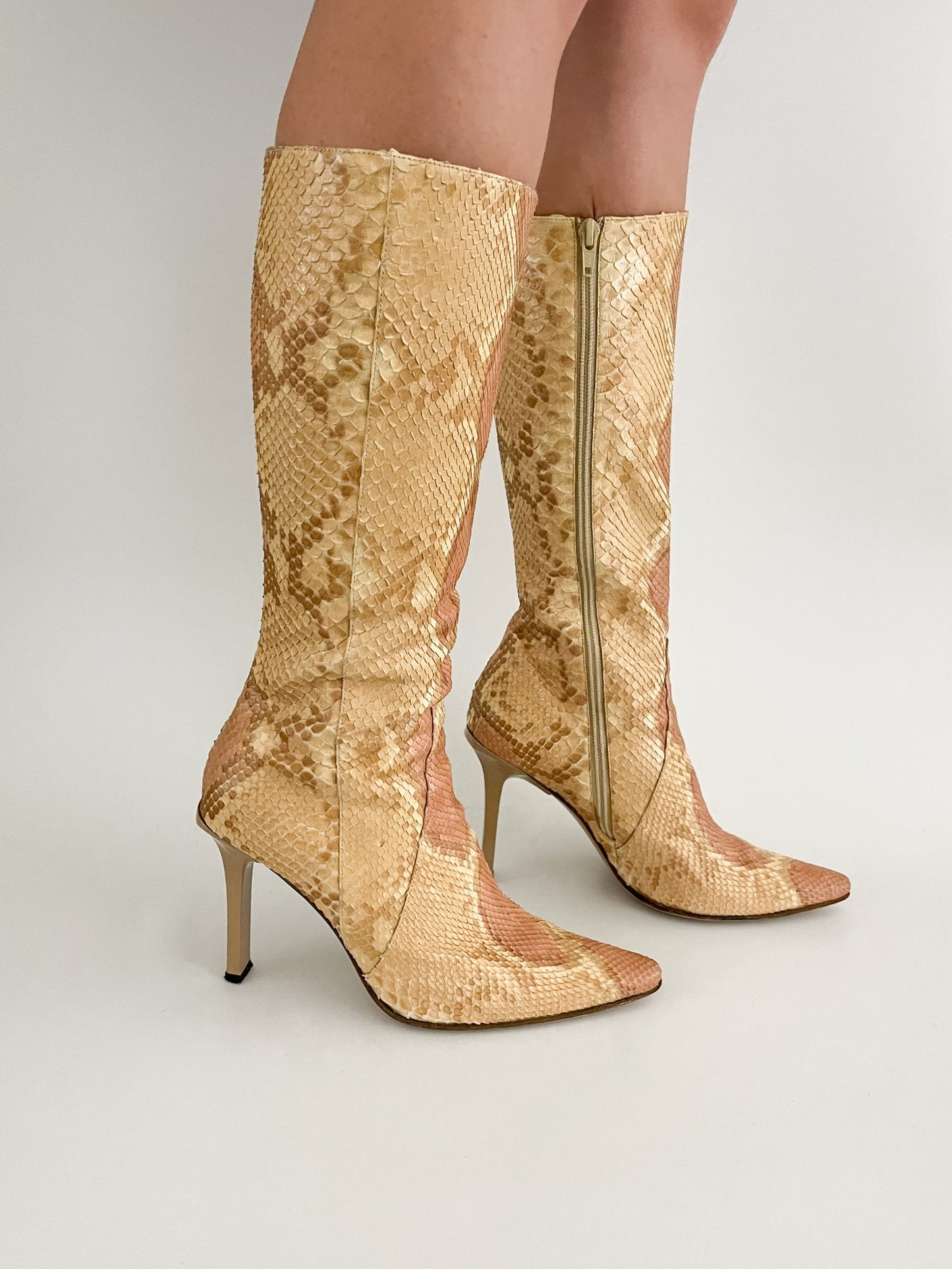Vintage Casadei snake skin knee high boots as seen on Sex and the city