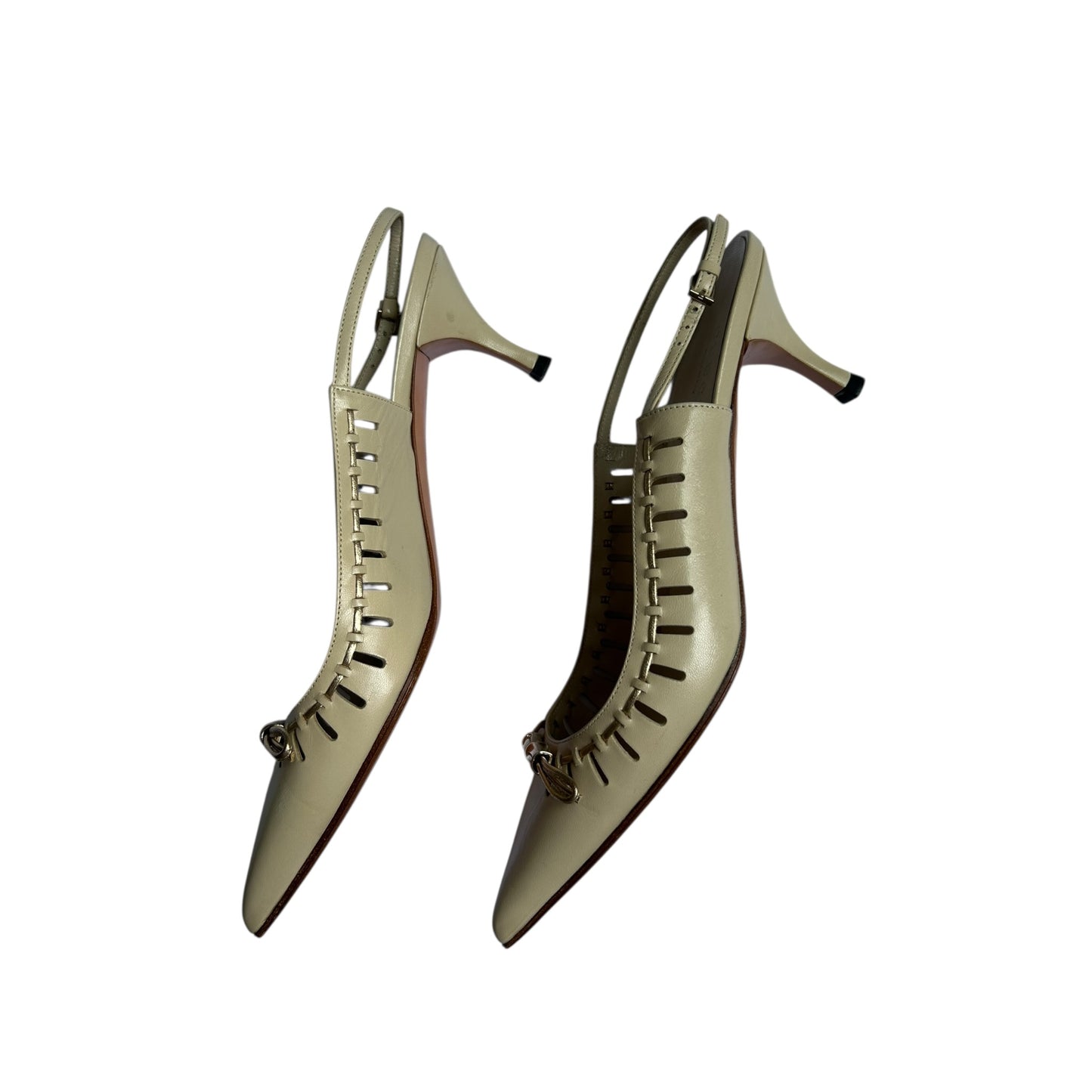Vintage Gucci bow tie cream slingback heels unworn / 37