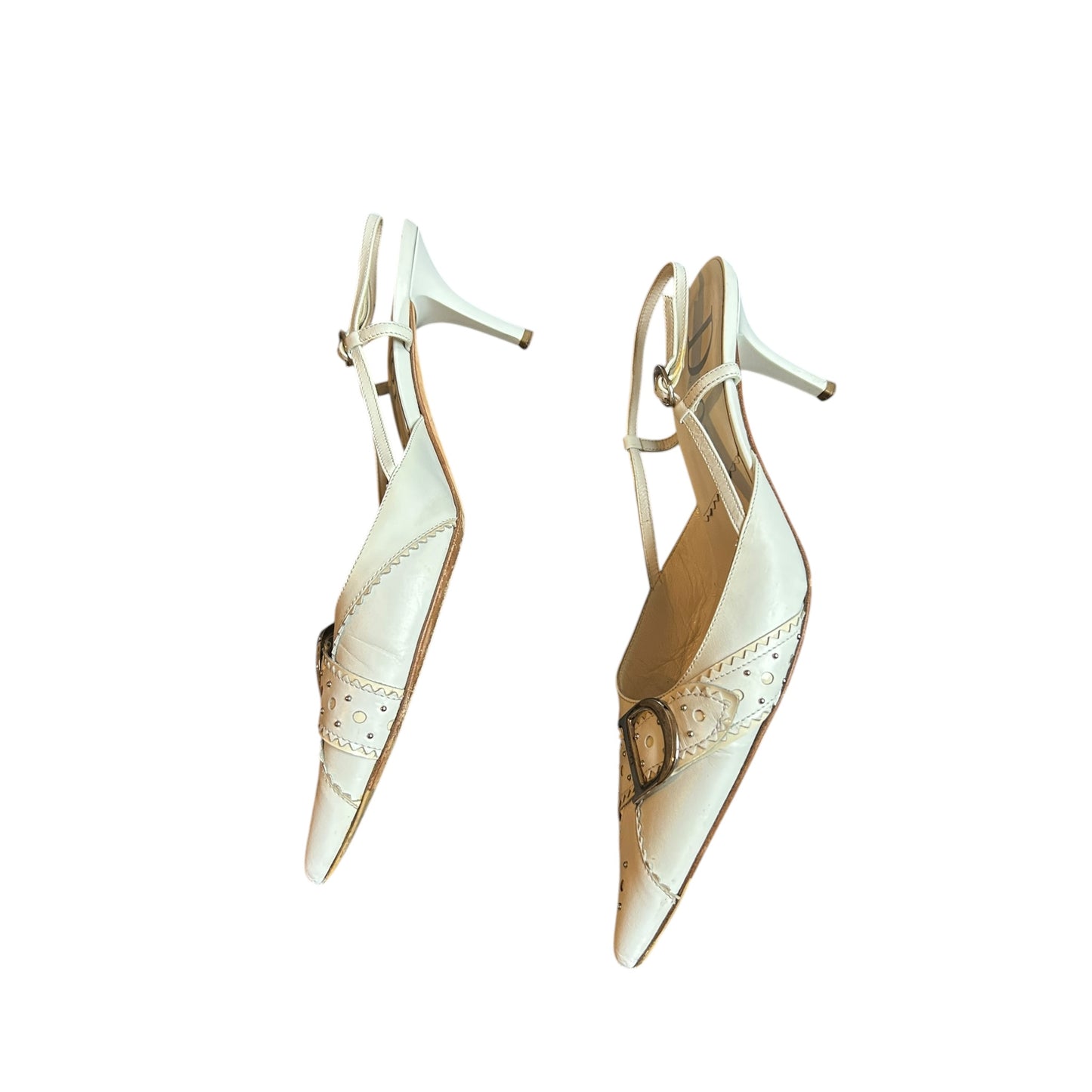 Vintage Dior by John Galliano white leather sling back heels/ 40