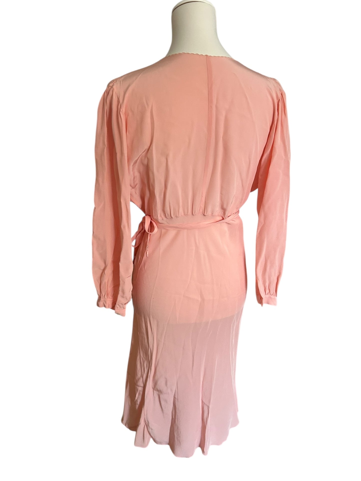 Vintage pink embroidered blush maxi silk slip dress / S