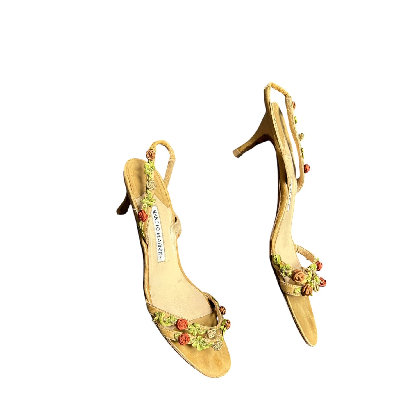 Vintage Manolo Blahnik floral sandals / 40.5