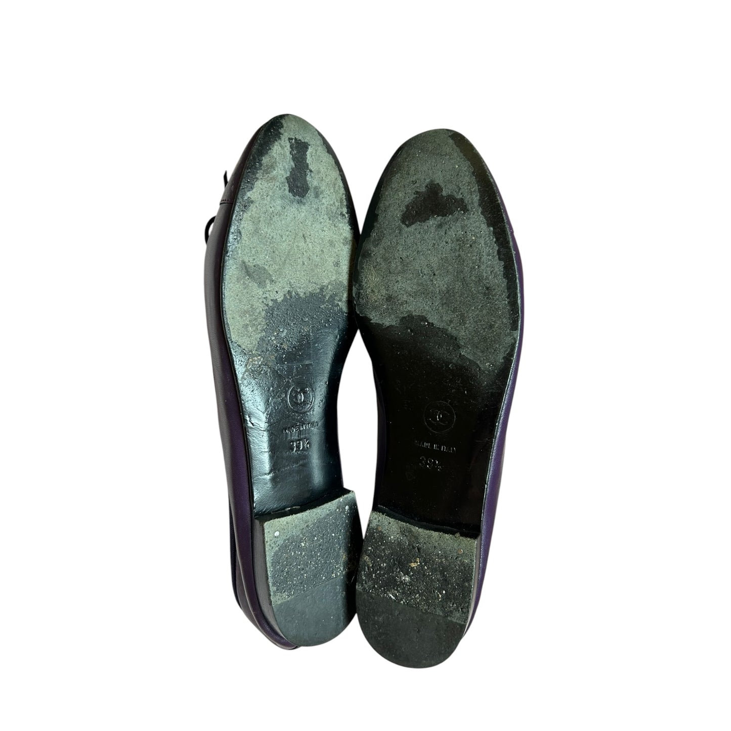 Vintage Chanel CC interlocking logo purple ballet flats / 39.5