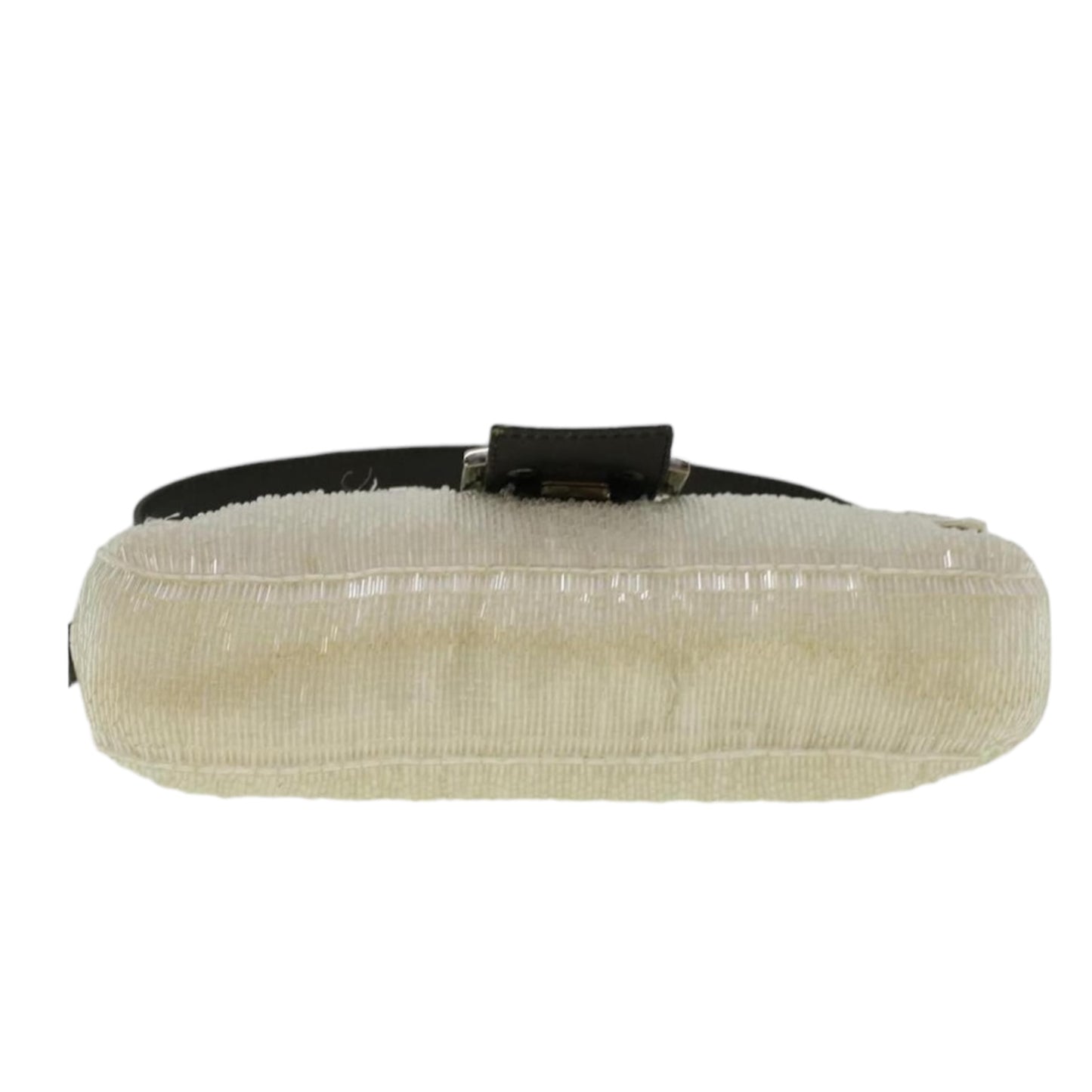 Vintage FENDI Mamma Baguette Shoulder Bag Beads Leather White
