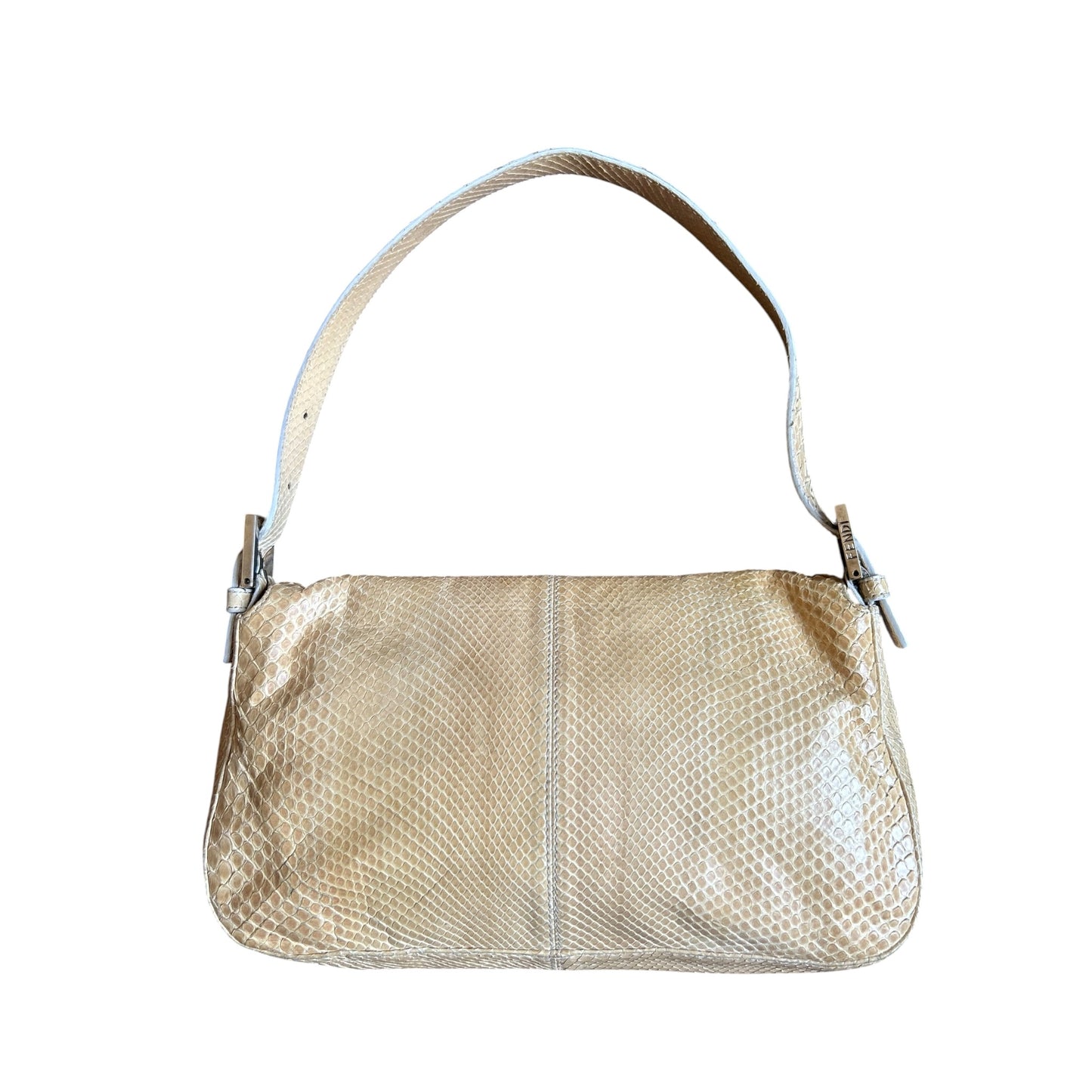 Vintage Fendi Baguette Bag Beige Python Snakeskin Leather Shoulder Handbag Rare