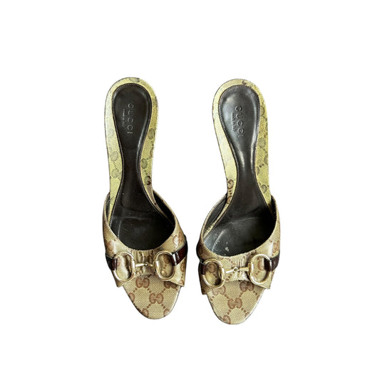 Vintage Gucci monogram horse-bit mules by Tom Ford / 38