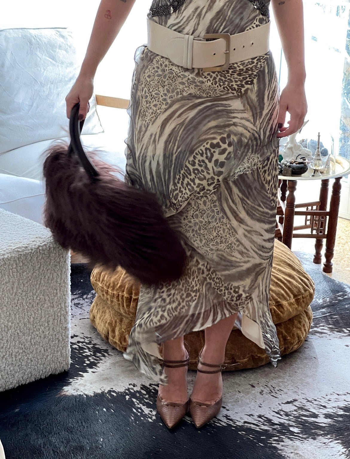 Vintage Jimmy Choo python brown slingback heels / 39.5